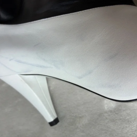 Super Soft Black & White Nappa Leather Fold Over Ankle Boots 39.5/9 -NWD - Picture 5 of 16